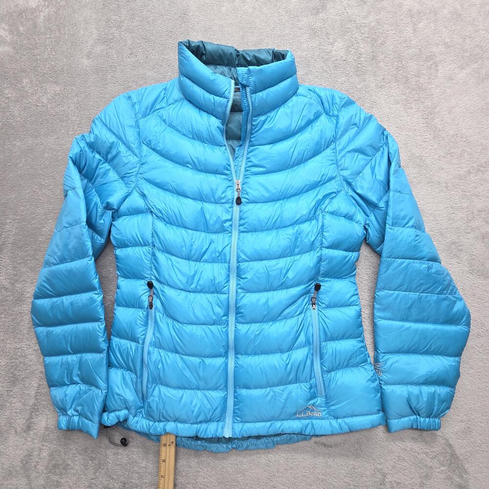 L.L. Bean Jacket Womens M Blue Puffer Insulated Down 850 Full Zip Lightweight